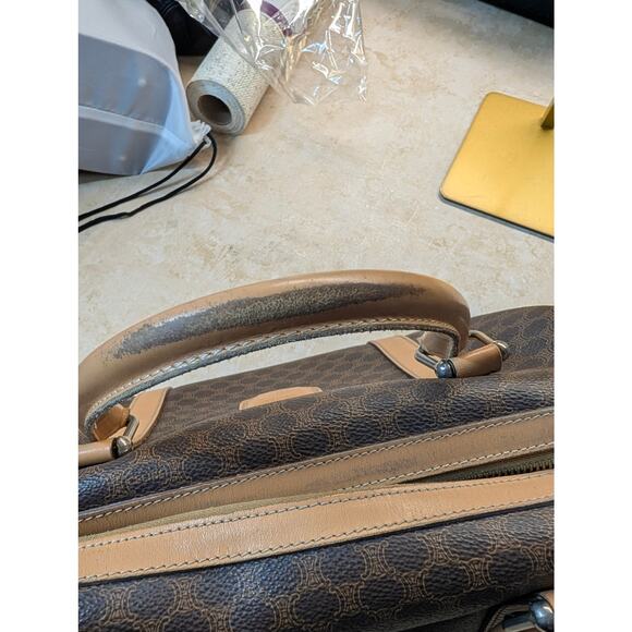 VTG Celine Macadam Boston Bag Brown Coated Canvas Leather - Picture 10 of 11